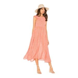 Free People Charming Butterflies Striped Sleevless Midi Dress in Red Medium
